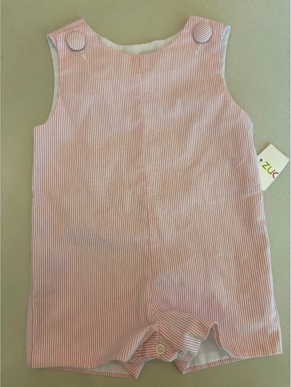NWT Zuccini Kids Pink Seersucker Jon Jon Romper 12M